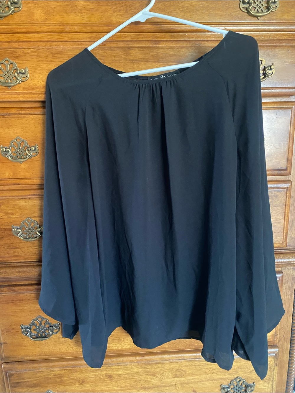 Fred David Black Flowing Long-Sleeve Blouse
